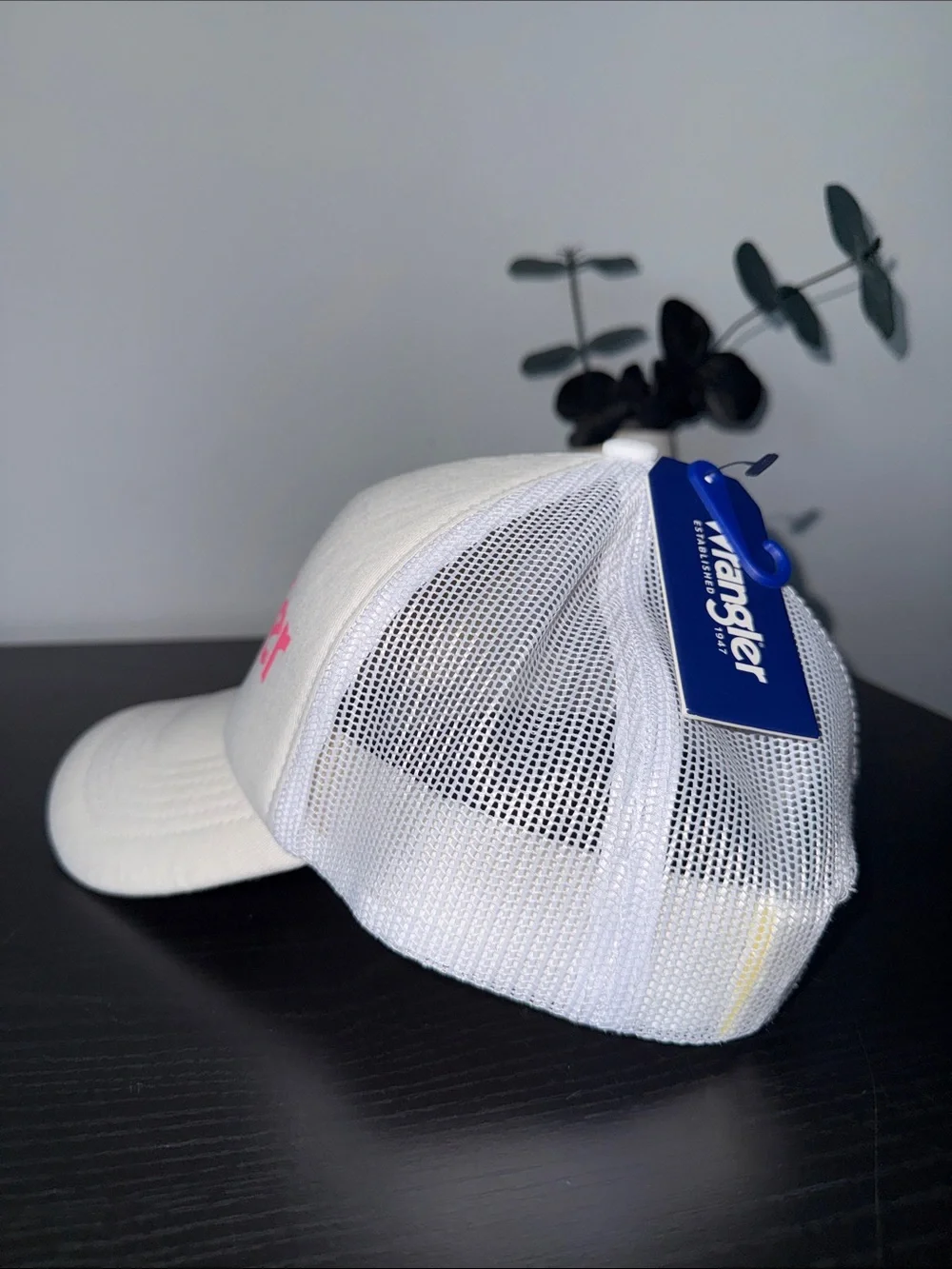 Wrangler White Cap with Pink Logo